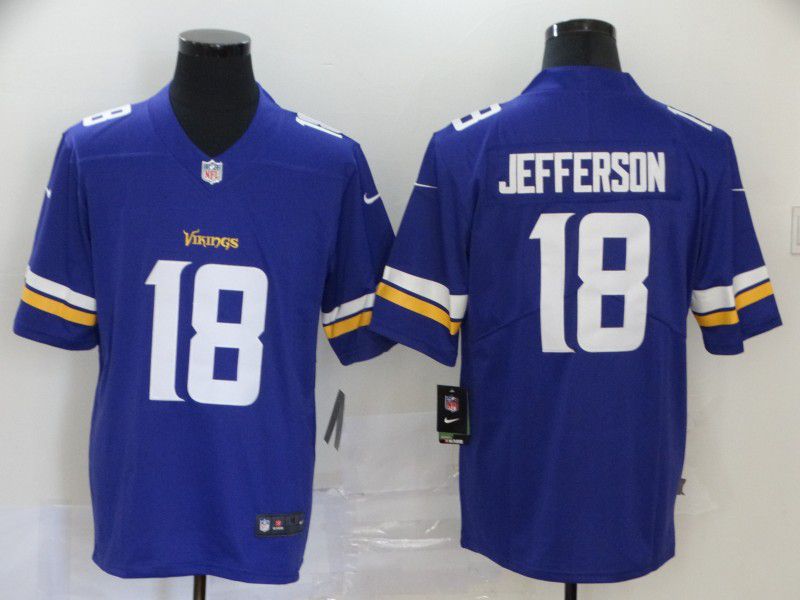 Men Minnesota Vikings #18 Jefferson Purple Nike Vapor Untouchable Stitched Limited NFL Jerseys